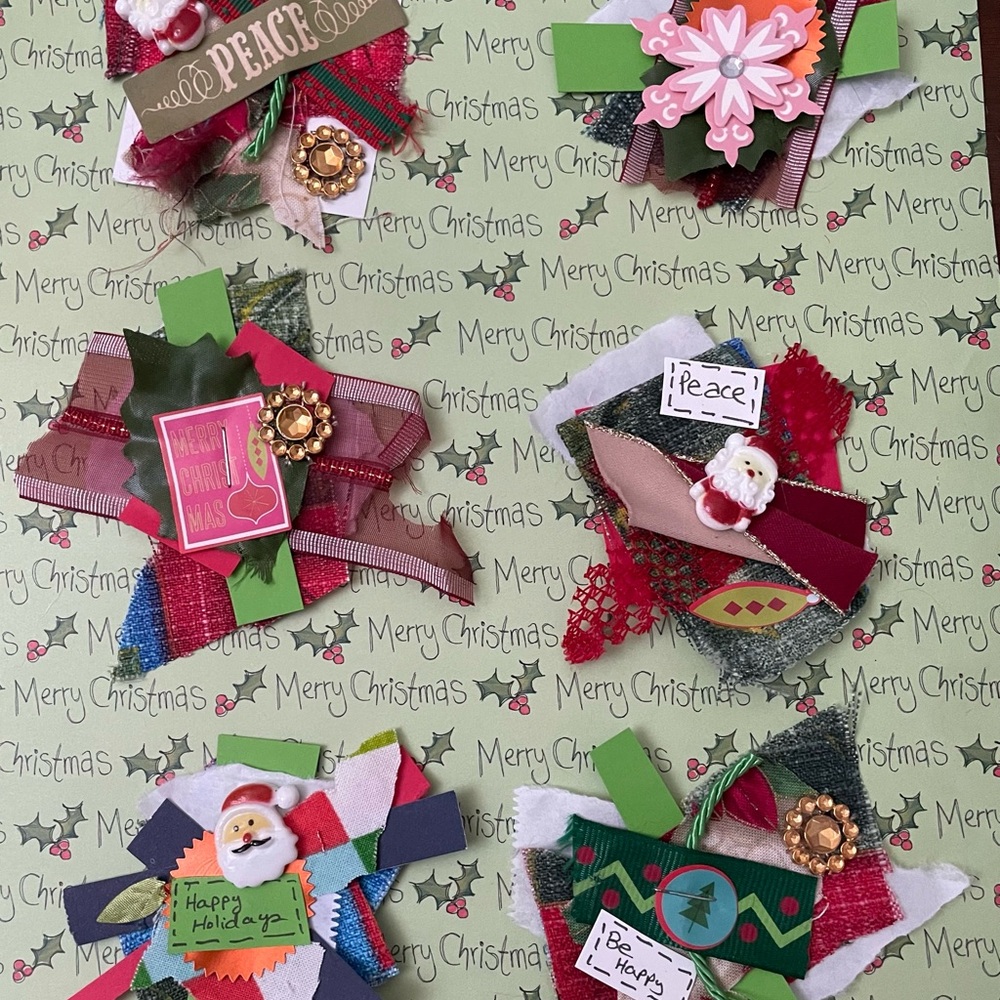 6pcs holiday embellishment for journals. Handcrafted